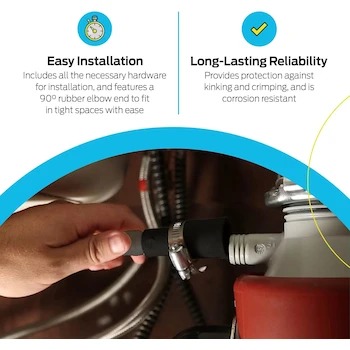 Imagen 4 de Eastman 91218 Manguera de Descarga Universal para Lavavajillas, Longitud 8 Pies, Gris