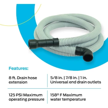 Imagen 5 de Eastman 91218 Manguera de Descarga Universal para Lavavajillas, Longitud 8 Pies, Gris
