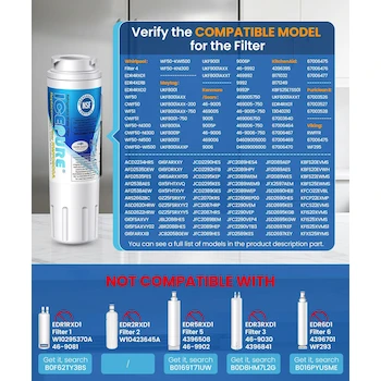 Imagen 2 de ICEPURE UKF8001 - Filtro de Agua para Refrigerador Compatible con Maytag UKF8001, UKF8001AXX, UKF8001AXX-200, Whirlpool 4396395, 469005, 469006, EveryDrop Filter 4, EDR4RXD1, Puriclean II, RWF0900A, RFC0900A, 3 Unidades