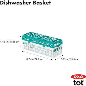 Imagen 2 de OXO Tot 62123700 Canastilla Lavavajillas para Partes de Biberones y Accesorios, Color Agua (Teal), 28 cm, Multicolor