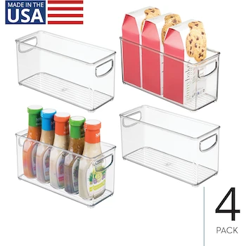 Imagen 4 de iDesign Linus Cubeta de Almacenamiento Apilable Transparente para Despensa y Cocina, Juego de 4, Fabricado en Estados Unidos