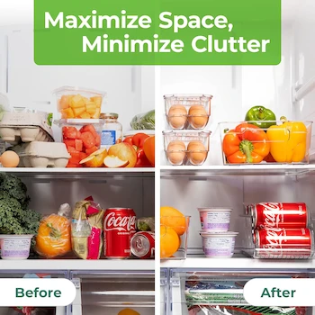 Imagen 4 de Greenco GRC2455 Stackable Refrigerator and Freezer Drink Holder Storage Bin, Clear, 13.5" x 5.5" x 3.75"