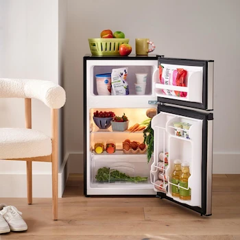 Imagen 4 de Cuisinart Mini Refrigerador CCF-31ES Frigobar Compacto Silver Refrigerador Pequeño con Congelador de Acero Inoxidable 86 Litros