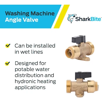 Imagen 4 de SharkBite 25560LF Válvula de Ángulo para Lavadora, Push-to-Connect 1/2" x 3/4" MHT, Latón sin Plomo, Corte en Cuarto de Vuelta