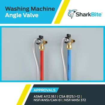 Imagen 5 de SharkBite 25560LF Válvula de Ángulo para Lavadora, Push-to-Connect 1/2" x 3/4" MHT, Latón sin Plomo, Corte en Cuarto de Vuelta