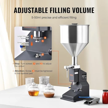 Imagen 5 de VEVOR A02 Máquina de Llenado de Líquidos Pasta Neumática Llenadora de Botellas de Acero Inoxidable SGY-A02 5-50 ml