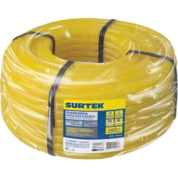 Imagen 2 de Surtek 121008 Manguera para Gas en Rollo 1/4" (Diámetro Interior), 50 m, Color Negro, Reforzada Tricapa con Textil