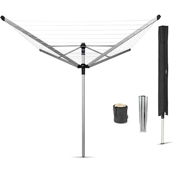 Imagen de referencia para BRABANTIA Lift-O-Matic Advance Tendedero Rotativo de Secado para Ropa Exterior 4 Brazos 164 pies (50 m) Gris Metálico