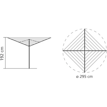 Imagen 3 de BRABANTIA Lift-O-Matic Advance Tendedero Rotativo de Secado para Ropa Exterior 4 Brazos 164 pies (50 m) Gris Metálico