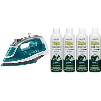 Imagen de referencia para Black+Decker Plancha de Vapor SmartSteam con Suela Cerámica y Cable Retráctil, ICR1924 + Spray Fijador Niagara Original Hold Almidón para Ropa, Lata 20 oz (Paquete de 4)