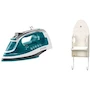 Miniatura de Black+Decker Plancha de Vapor SmartSteam con Suela Cerámica y Cable Retráctil, Turquesa, Modelo ICR1924, Capacidad 320 ml + Household Essentials 166-1 Soporte de Pared para Plancha con Ganchos para Tabla de Planchar, Blanco, Tamaño 40.6x14x10.8 cm