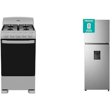 Imagen de referencia para Mabe EM5033BAIS1 Estufa de Piso 50 cm (20 pulgadas) Plata Mercury + Hisense RT11N6WCX Refrigerador Top Mount 11 pies cúbicos con Dispensador de Agua No Frost Gris 60x65x170 cm