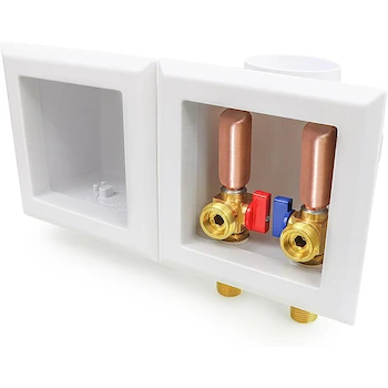 Imagen alusiva al producto Highcraft Caja de Salida Universal de Doble Enclavamiento para Máquina de Hielo, Válvula de Gas, Válvula de Admisión de Aire y Lavadora, Conexión Sudor/MIP de 1/2 Pulgada, Color Blanco