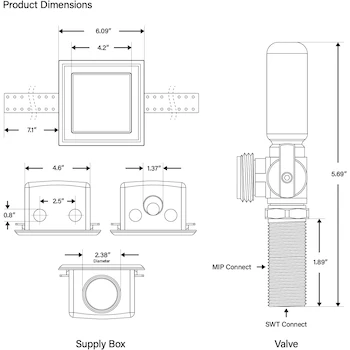 Imagen 2 de Highcraft Caja de Salida Universal de Doble Enclavamiento para Máquina de Hielo, Válvula de Gas, Válvula de Admisión de Aire y Lavadora, Conexión Sudor/MIP de 1/2 Pulgada, Color Blanco