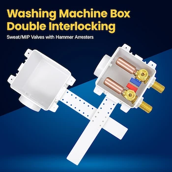 Imagen 3 de Highcraft Caja de Salida Universal de Doble Enclavamiento para Máquina de Hielo, Válvula de Gas, Válvula de Admisión de Aire y Lavadora, Conexión Sudor/MIP de 1/2 Pulgada, Color Blanco