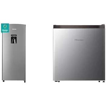 Imagen alusiva al producto Hisense RR63D6WGX Refrigerador 6.3 Pies con Dispensador de Agua Gris + Hisense RR16D6AGX1 Frigobar 1.6 Pies Color Silver Nueva Plataforma 2022