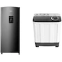 Miniatura de Hisense RR63D6WBX Refrigerador 6.3 Pies Negro + Hisense WSA1102PCN Lavadora Semiautomática Doble Tina 11 Kg Blanco/Gris