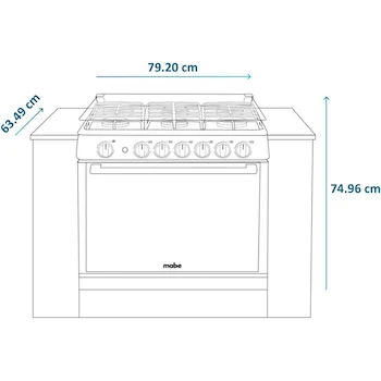 Imagen 2 de Estufa de Empotre Mabe XOC80800CT3 Acero Inoxidable 80 cm (30 pulgadas) con Horno de 126.6 L
