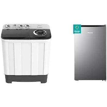 Imagen alusiva al producto Hisense WSA1102PCN Lavadora Semiautomática 11 Kg Eficiente + Hisense RR33D6AGX1 Frigobar 3.3 pies cúbicos Silver Compacto