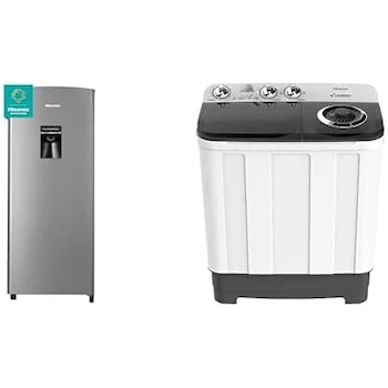 Imagen 1 de Hisense Refrigerador RR63D6WGX 6.3 Pies con Dispensador de Agua Gris + Lavadora Semiautomática WSA1102PCN Doble Tina 11 Kg Blanco/Gris