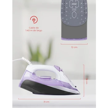 Imagen 2 de Daewoo Plancha de Vapor DSI-9204: Seco/Vapor/Rociador, Potente Ráfaga de Vapor, Vapor Vertical, Control de Temperatura Ajustable, 1100W, Tanque 370 ml