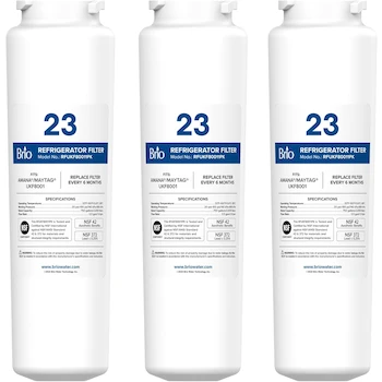 Imagen alusiva al producto Brio - Paquete de 3 filtros de refrigerador de repuesto para Amana®/Maytag® UKF8001, filtro de nevera de agua y hielo, compatible con 8001P, UKF8001AXX, UKF8001AXX-750, UKF8001AXXP, UKF9001
