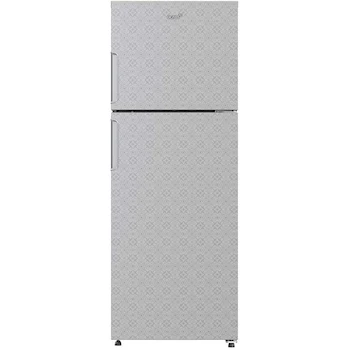 Imagen de referencia para Refrigerador Acros con Decorado, Modelo AT-1330D, Color Gris Platina, Capacidad 13 Pies Cúbicos, Top Mount, 2 Puertas, Tamaño 77.4 cm Profundidad x 66 cm Ancho x 170.5 cm Alto