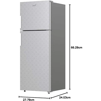 Imagen 2 de Refrigerador Acros con Decorado, Modelo AT-1330D, Color Gris Platina, Capacidad 13 Pies Cúbicos, Top Mount, 2 Puertas, Tamaño 77.4 cm Profundidad x 66 cm Ancho x 170.5 cm Alto