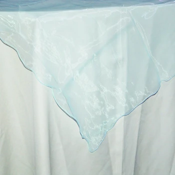 Imagen de referencia para Party Spin Homeford - Mantel de Organza con Borde de Volantes, Color Azul Claro, Cuadrado, 80 Pulgadas (Superposición para Mesa)