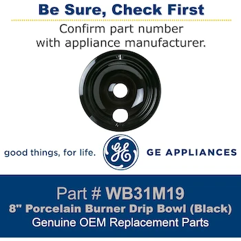 Imagen 4 de GE WB31M19 Bowl por Goteo Original 8" (20.3 cm) Negro Porcelana para Estufa Eléctrica General Electric