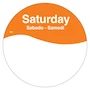 Miniatura de DayMark Safety Systems MoveMark IT110108 Etiqueta Extraíble Trilingüe para el Día de la Semana Sábado, Círculo de 3 Pulgadas, Naranja (Rollo de 500)