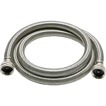 Imagen 2 de Fluidmaster B9WM48HE - Conector de Lavadora de Alta Eficiencia, Acero Inoxidable Trenzado, 3/4" Manguera x 3/4" Manguera, 4 pies (121.9 cm)