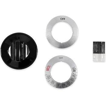 Imagen 2 de Camco 00973 Gas Range Knob - Perilla para Quemador Superior / Horno / Broiler, Color Negro, con Adaptador, Inserto y Dial, Compatible con la Mayoría de Modelos