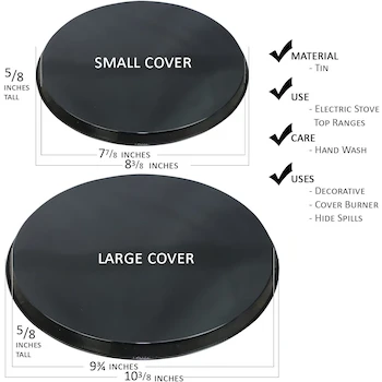 Imagen 3 de Reston Lloyd Electric Stove Burner Covers, Set of 4, Black Granite, 2 de 8" y 2 de 10", Cubiertas Redondas de Peltre para Estufas Eléctricas