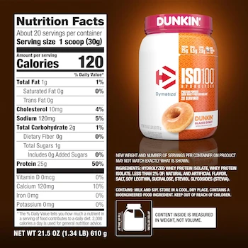 Imagen 5 de Dymatize ISO100 Dunkin Glazed Donut Whey Protein Isolate 20 Servings