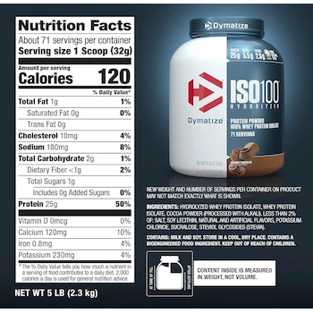 Imagen 3 de Dymatize ISO 100 Proteína Hydrolyzed 5 Lbs Chocolate