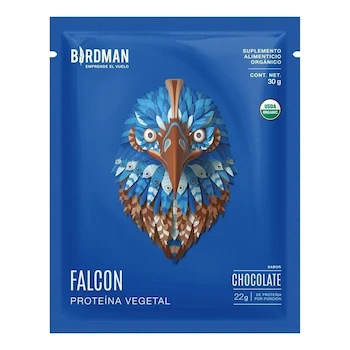 Imagen 2 de Birdman Falcon Protein Proteína Vegana Orgánica Chocolate 12 Sobres