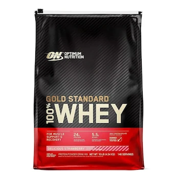 Imagen de referencia para Optimum Nutrition Gold Standard 100% Whey Suplemento en Polvo Proteína Delicious Strawberry 4.54kg
