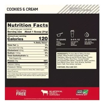 Imagen 2 de Optimum Nutrition Gold Standard 100% Whey Proteína en Polvo Galletas con Crema 4.65 Lb