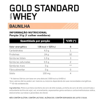 Imagen 3 de Suplemento Optimum Nutrition Proteína Gold Standard 100% Whey en Polvo Sabor Vanilla Ice Cream 899g