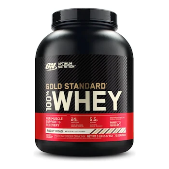 Imagen de referencia para Optimum Nutrition Gold Standard 100% Whey Suplemento en Polvo Proteína Sabor Rocky Road 2.27kg