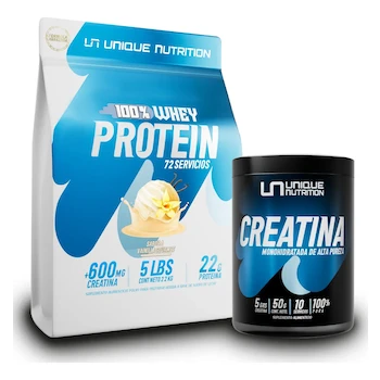 Imagen 2 de Proteina 100% Whey 2.2 Kg Adicionada Con Creatina Unique N Sabor Vainilla