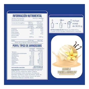 Imagen 3 de Proteina 100% Whey 2.2 Kg Adicionada Con Creatina Unique N Sabor Vainilla