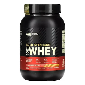 Imagen 2 de Suplemento en Polvo Optimum Nutrition Gold Standard 100% Whey Sabor Strawberry Banana 907g