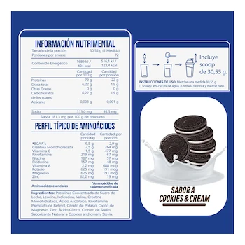 Imagen 2 de Unique Proteína 100% Whey 2.2 Kg con Creatina Sabor Cookies