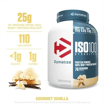 Imagen 2 de Suplement Dymatize Whey Protein ISO-100 2.3kg Sabor Vainilla Gourmet