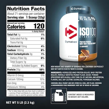 Imagen 3 de Dymatize Whey Protein Iso 100 2.3 kg Sabor Chocolate Peanut Butter