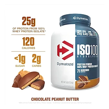 Imagen 4 de Dymatize Whey Protein Iso 100 2.3 kg Sabor Chocolate Peanut Butter