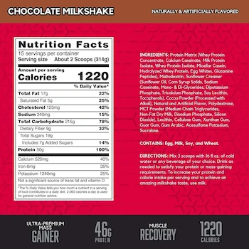Imagen 2 de Suplemento en polvo BSN Proteína True-Mass 1200 Sabor Chocolate 4.71kg
