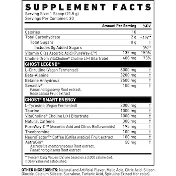 Imagen 2 de Pre Entreno Ghost Legend Frambuesa Azul 30 Serv 630g Polvo